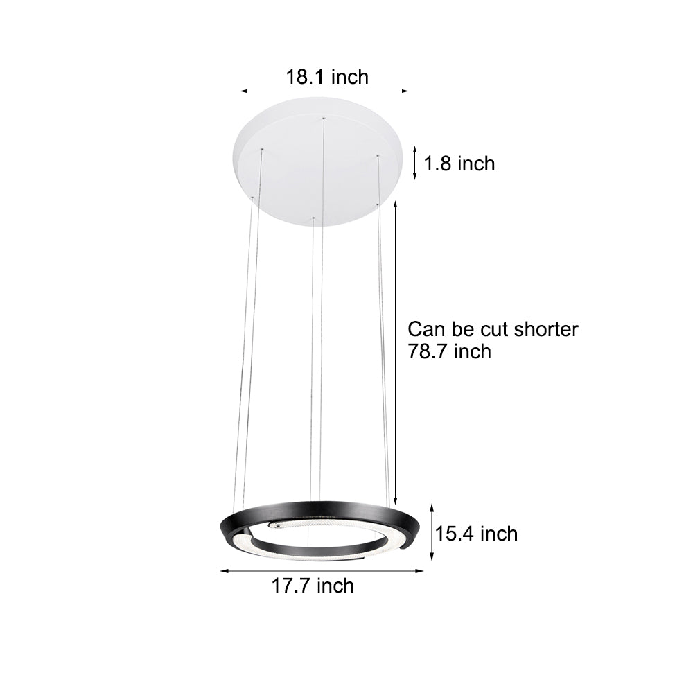 Modern LED Ring-Shaped Pendant Light with Acrylic Shades for Living Room