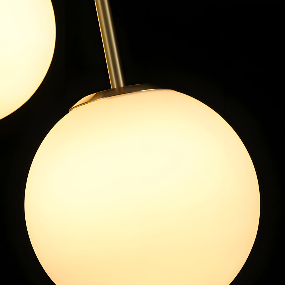Modern 1/3-Light White Glass Globe Island Pendant Light in Gold Finish