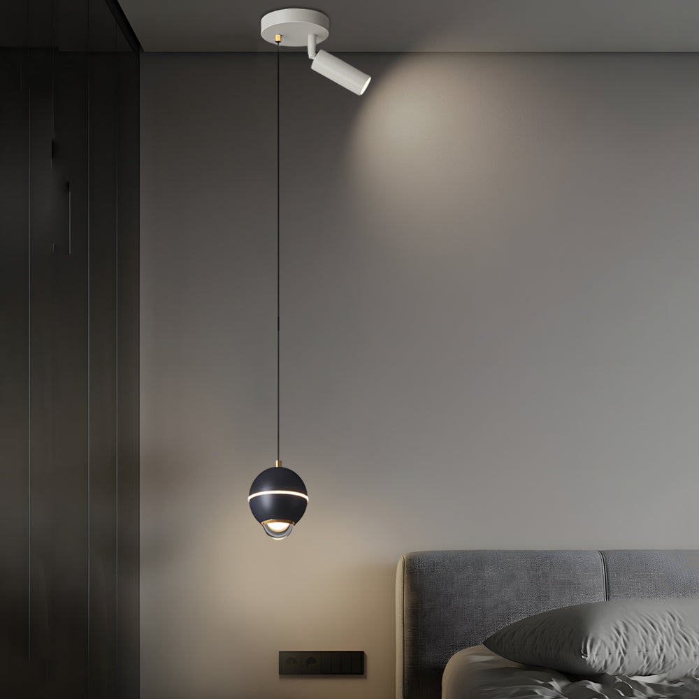 Small Metal Ball 3 Step Dimming LED Modern Pendant Lights with Spotlights