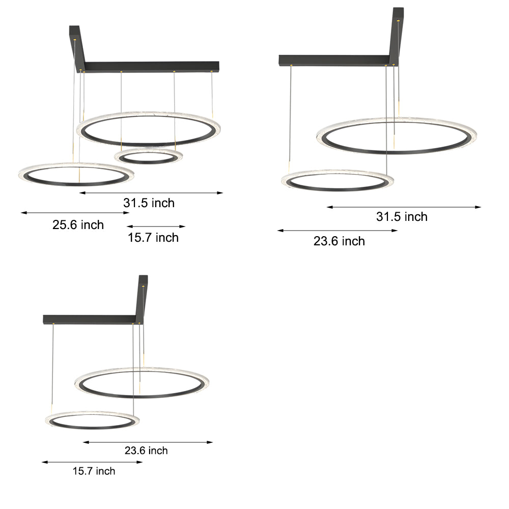 2/3 Circles Rings Three Step Dimming Minimalist Modern Ceiling Light Fixture