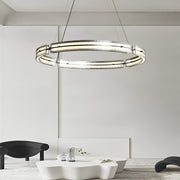Circular Strip Copper Glass LED Stepless Dimming Nordic Chandelier - Dazuma