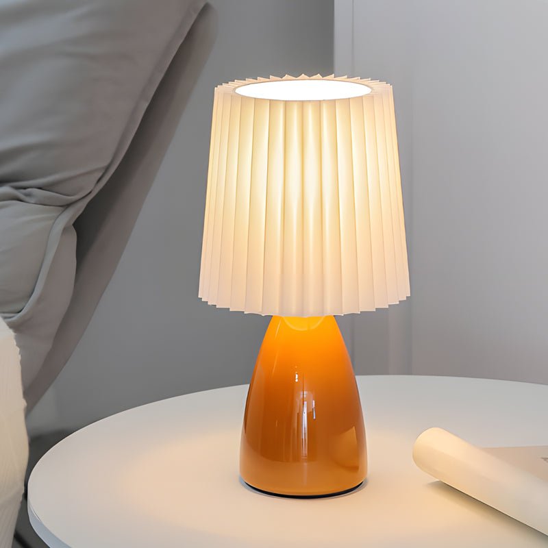 12 inch Pleated - Shade Glass Dimmable Table Lamp
