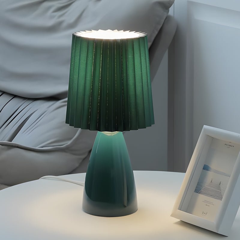 12 inch Pleated - Shade Glass Dimmable Table Lamp