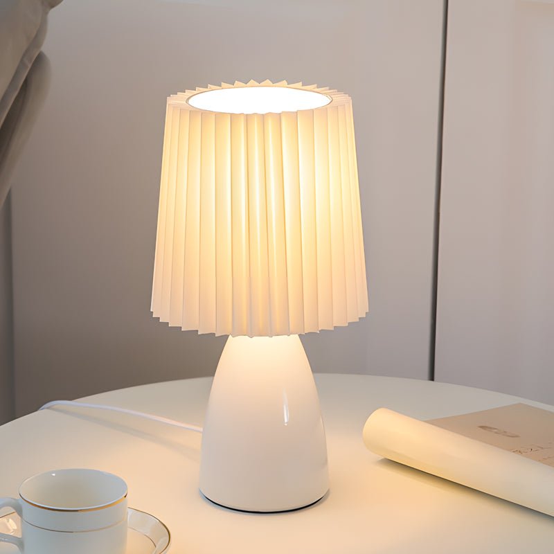 12 inch Pleated - Shade Glass Dimmable Table Lamp