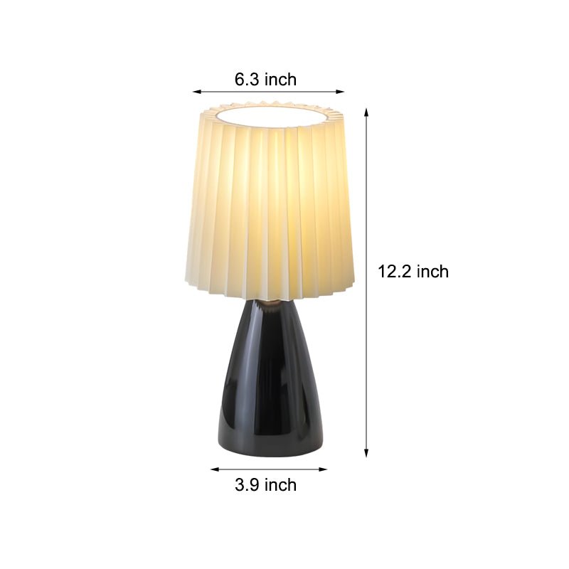 12 inch Pleated - Shade Glass Dimmable Table Lamp