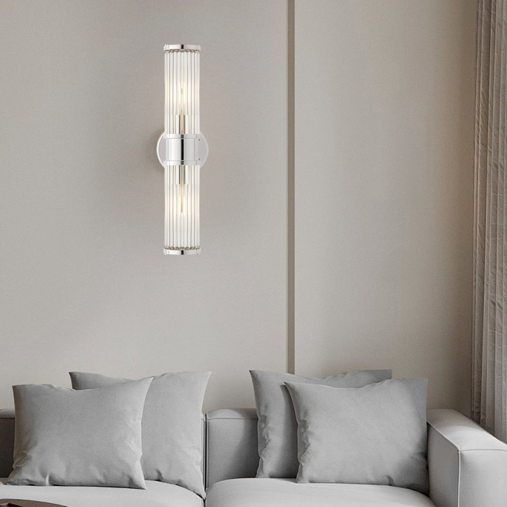 1/2 - light Modern Chrome/Gold Wall Sconce with Cylinder Clear Glass Shade