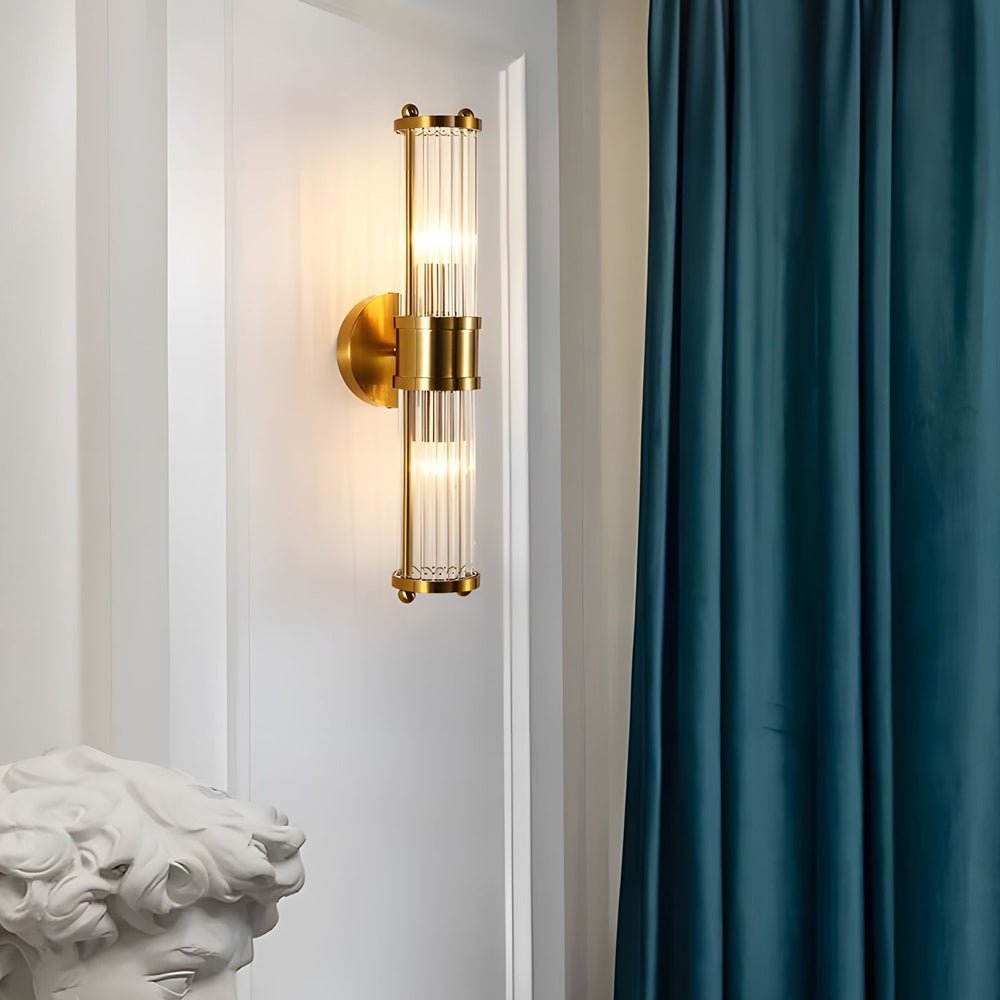 1/2 - light Modern Chrome/Gold Wall Sconce with Cylinder Clear Glass Shade