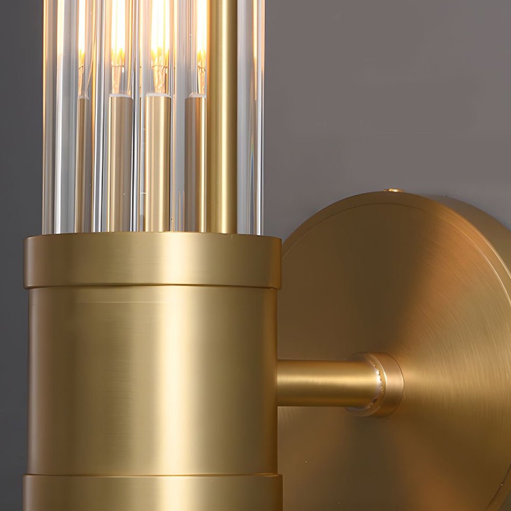 1/2 - light Modern Chrome/Gold Wall Sconce with Cylinder Clear Glass Shade