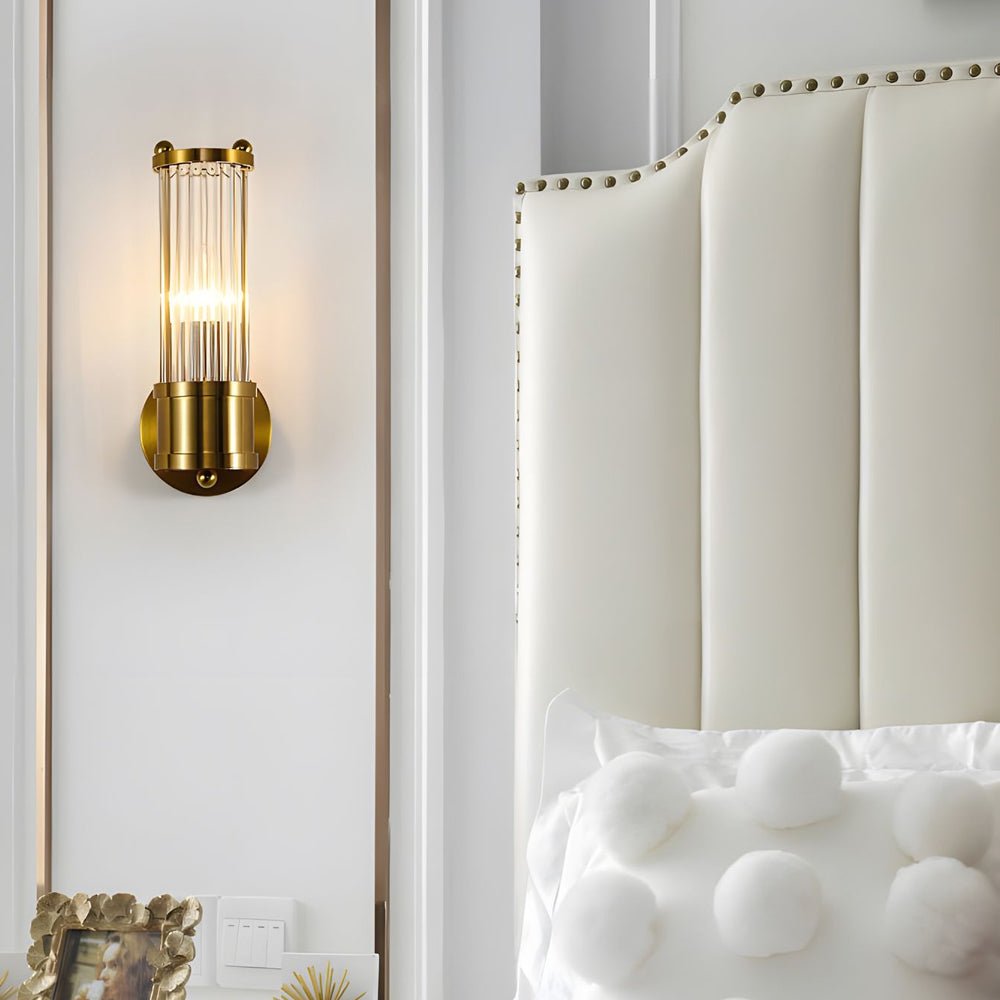 1/2 - light Modern Chrome/Gold Wall Sconce with Cylinder Clear Glass Shade
