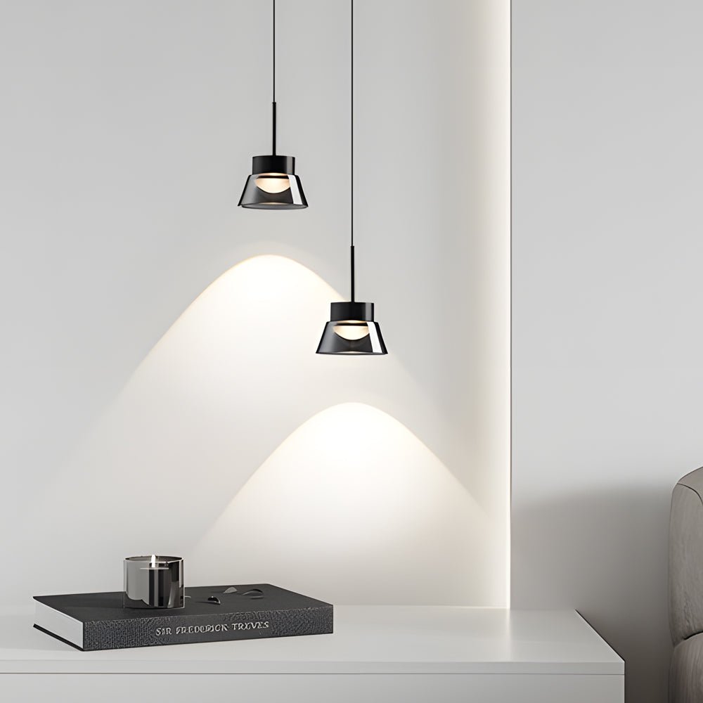 1/2 - Light Smoked Gray Glass Pendant Light LED Island Glass Chandelier Black Hanging Ceiling Lamp for Bedroom