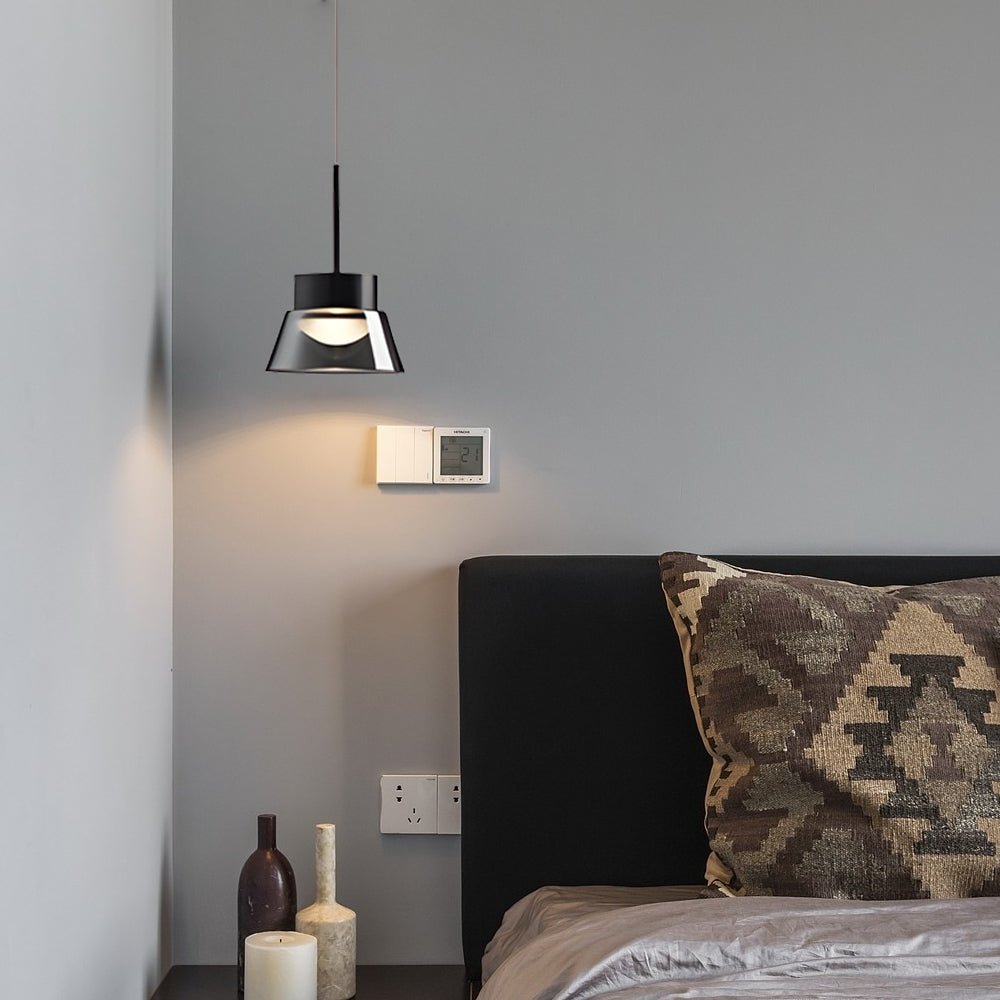 1/2 - Light Smoked Gray Glass Pendant Light LED Island Glass Chandelier Black Hanging Ceiling Lamp for Bedroom