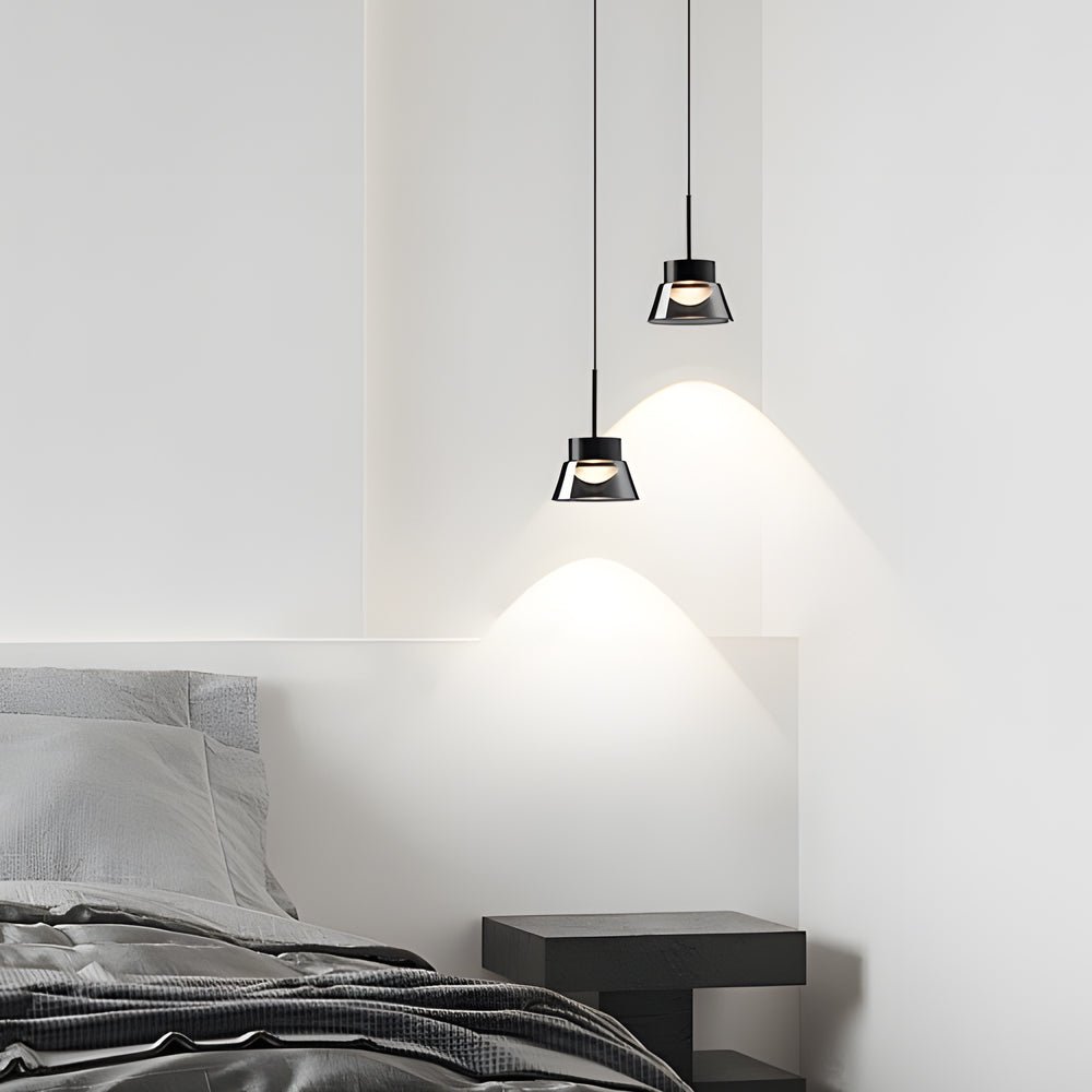 1/2 - Light Smoked Gray Glass Pendant Light LED Island Glass Chandelier Black Hanging Ceiling Lamp for Bedroom