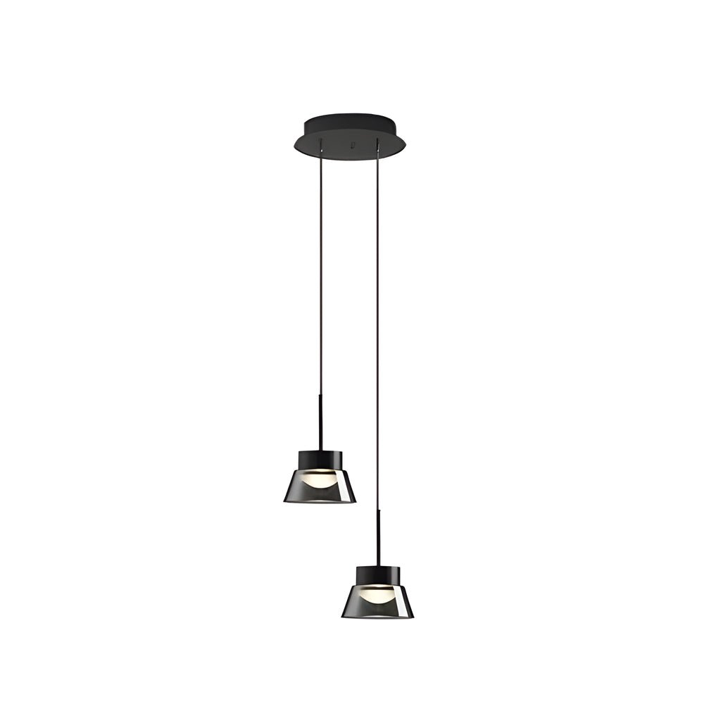 1/2 - Light Smoked Gray Glass Pendant Light LED Island Glass Chandelier Black Hanging Ceiling Lamp for Bedroom