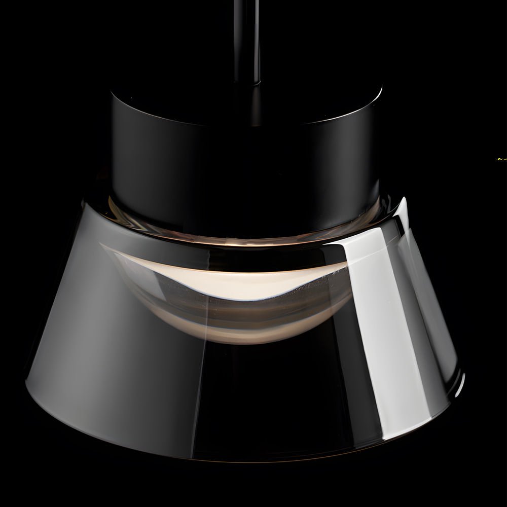 1/2 - Light Smoked Gray Glass Pendant Light LED Island Glass Chandelier Black Hanging Ceiling Lamp for Bedroom