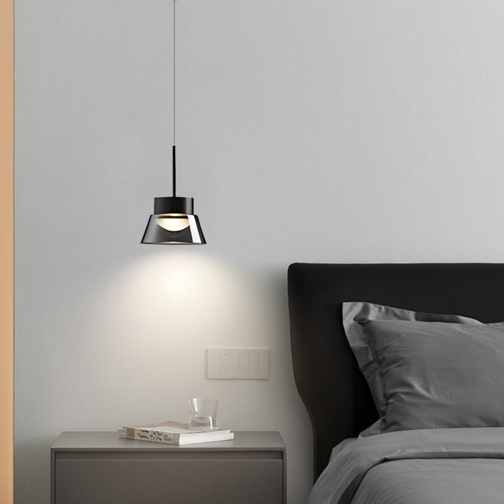 1/2 - Light Smoked Gray Glass Pendant Light LED Island Glass Chandelier Black Hanging Ceiling Lamp for Bedroom
