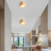 1/2/4 - Light Square Wood Cube Spotlight LED Flush Mount Light