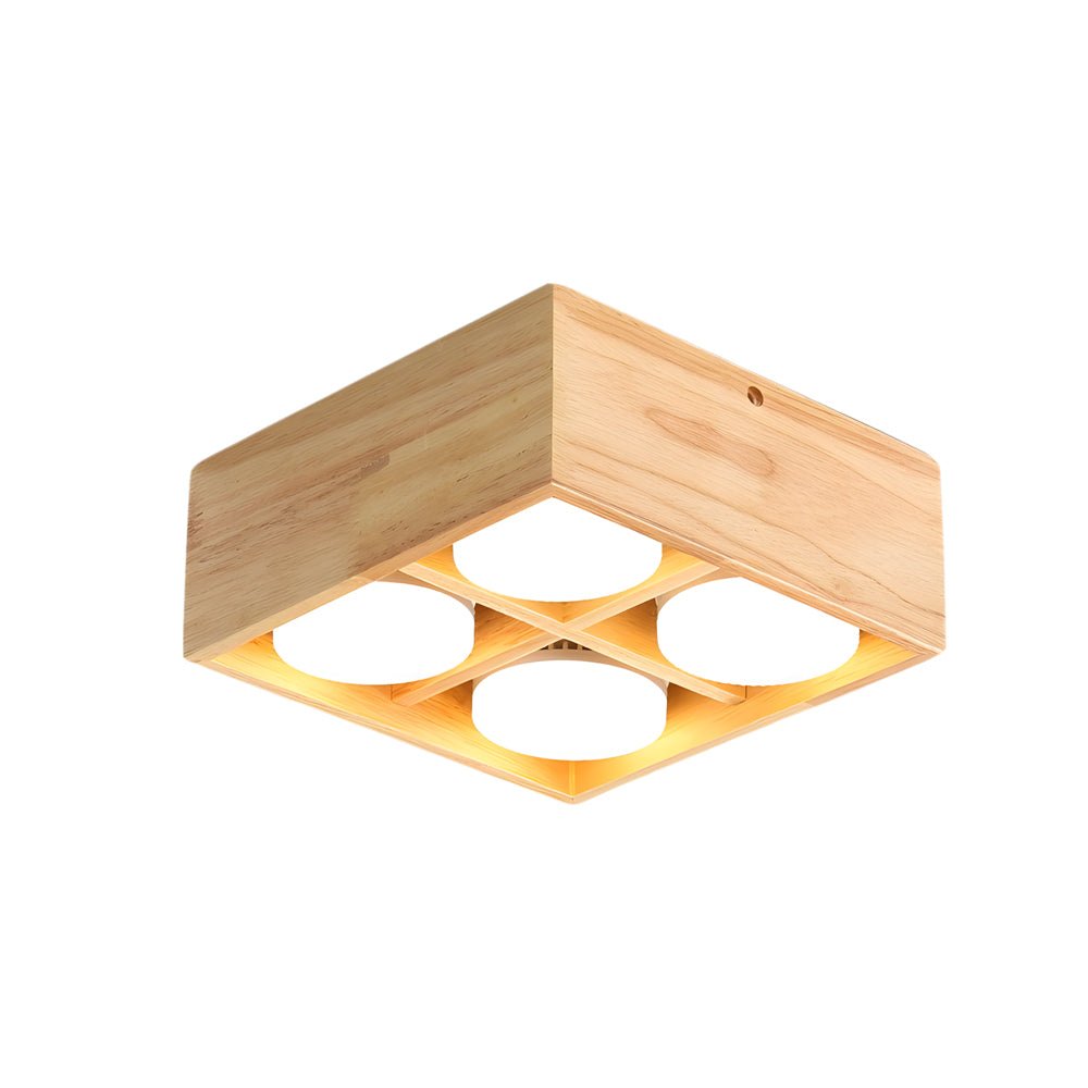 1/2/4 - Light Square Wood Cube Spotlight LED Flush Mount Light