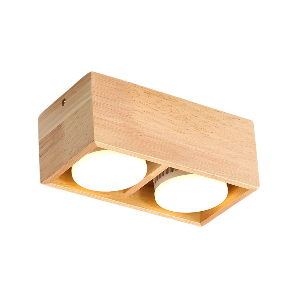 1/2/4 - Light Square Wood Cube Spotlight LED Flush Mount Light