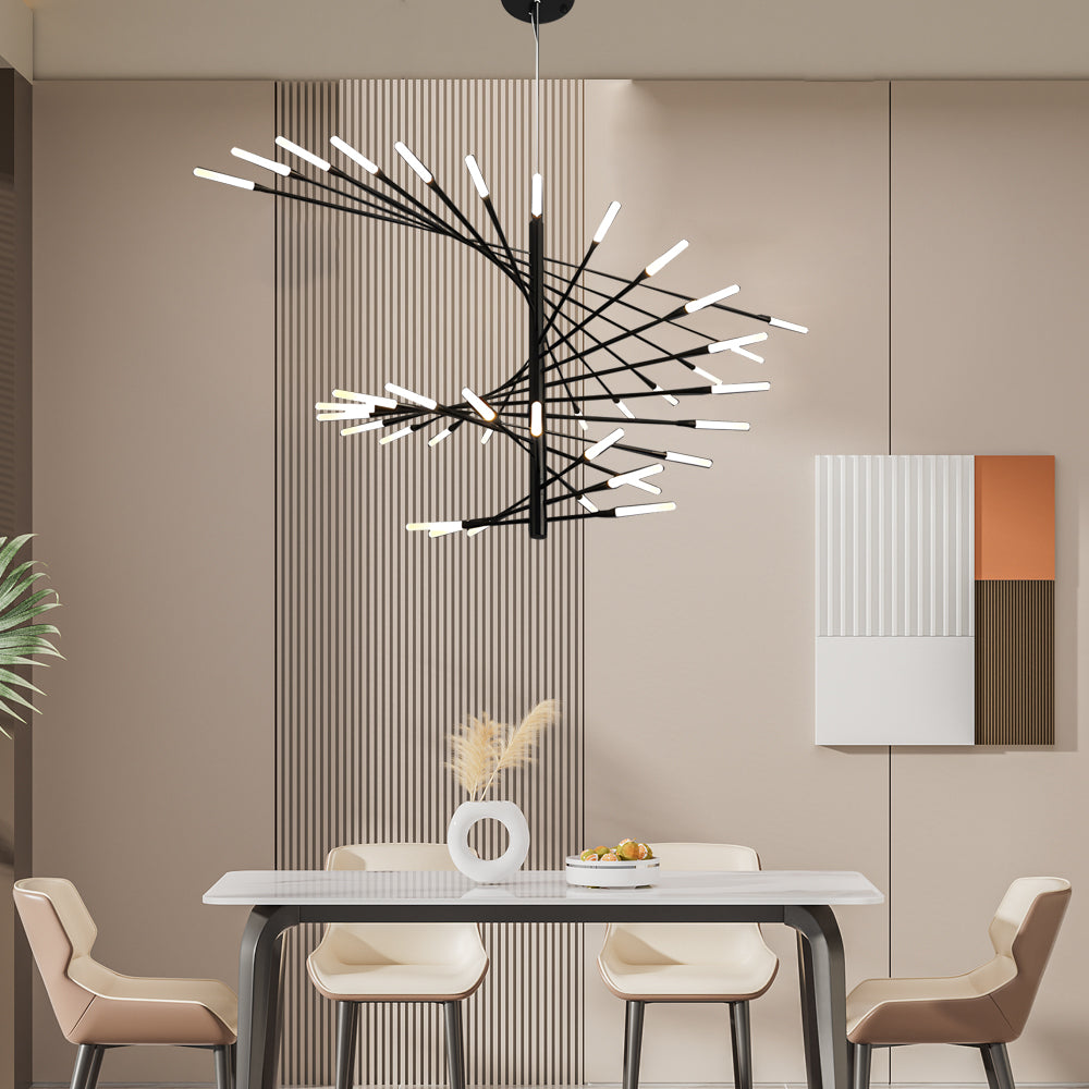 Modern Rotate Fireworks Chandelier Black/Gold Ceiling Pendant Light - Dazuma