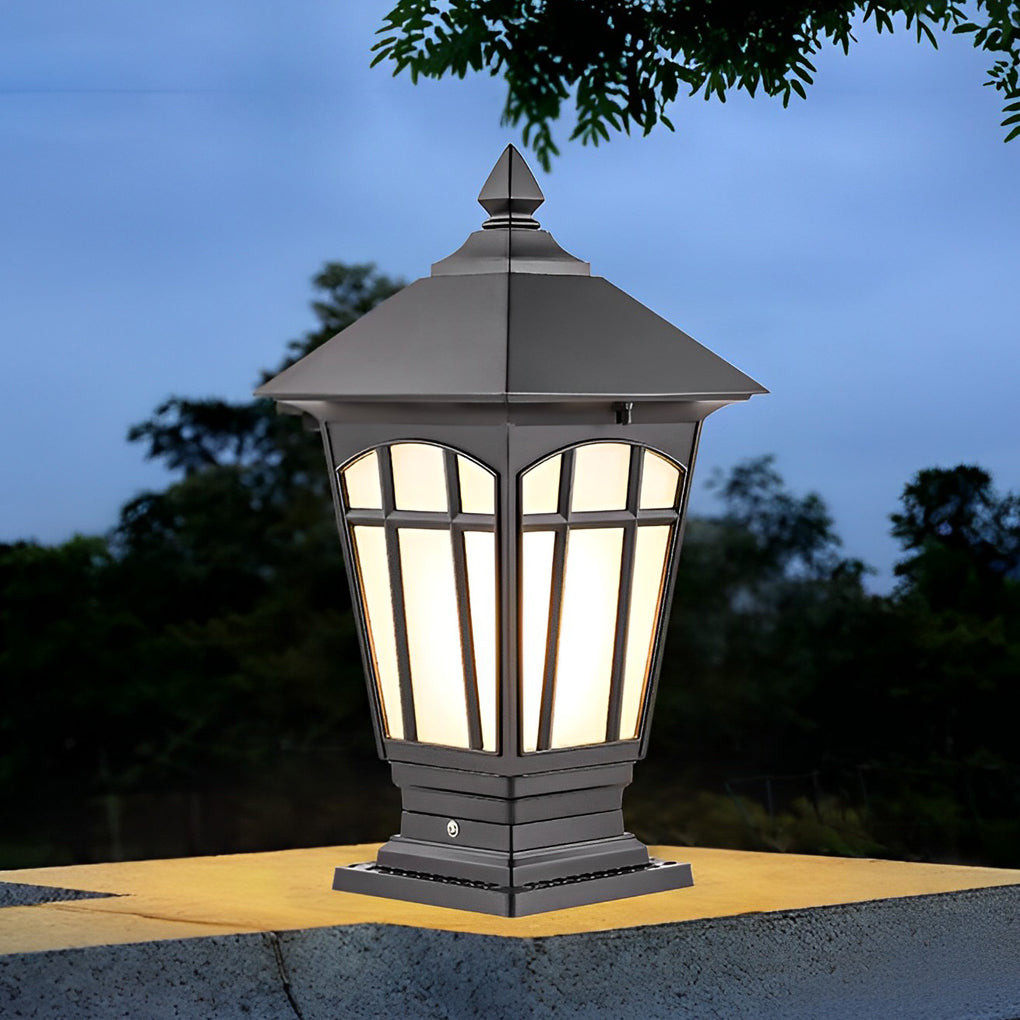Waterproof Aluminum LED Brown Retro Solar Solar Post Cap Lights Pillar Lamp