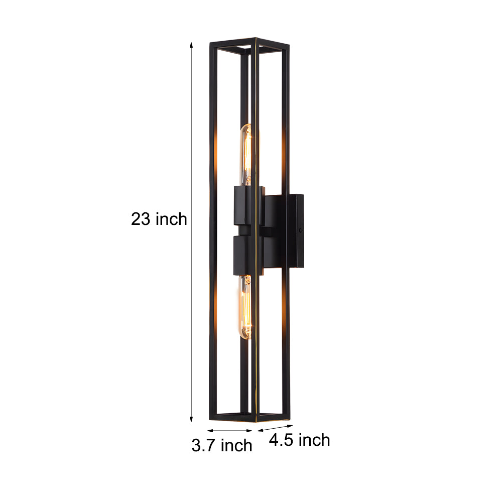 Simple Metal Frame Glass Shade American Style Wall Sconce Lighting