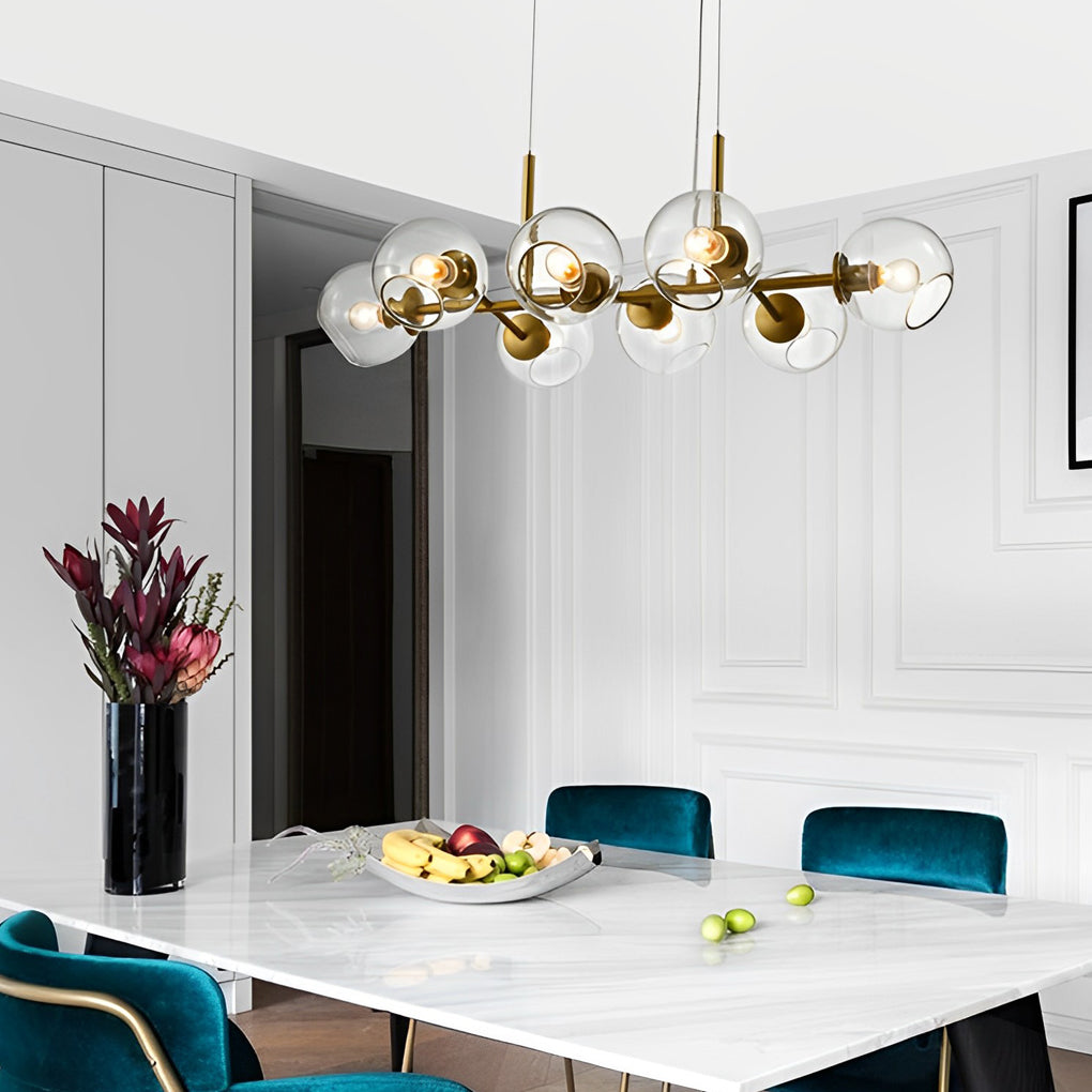 8 Lights Glass Shade LED Postmodern Chandelier Dining Room Light Fixtures