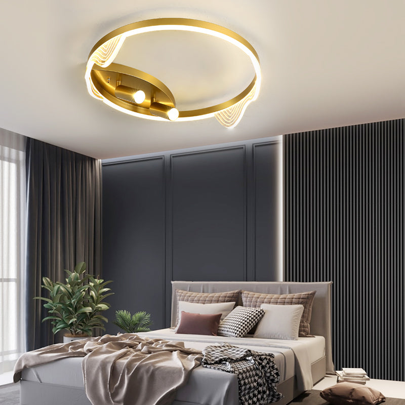 Round 3 Step Dimming LED Creative Modern Ceiling Lights with 2 Spotlights
