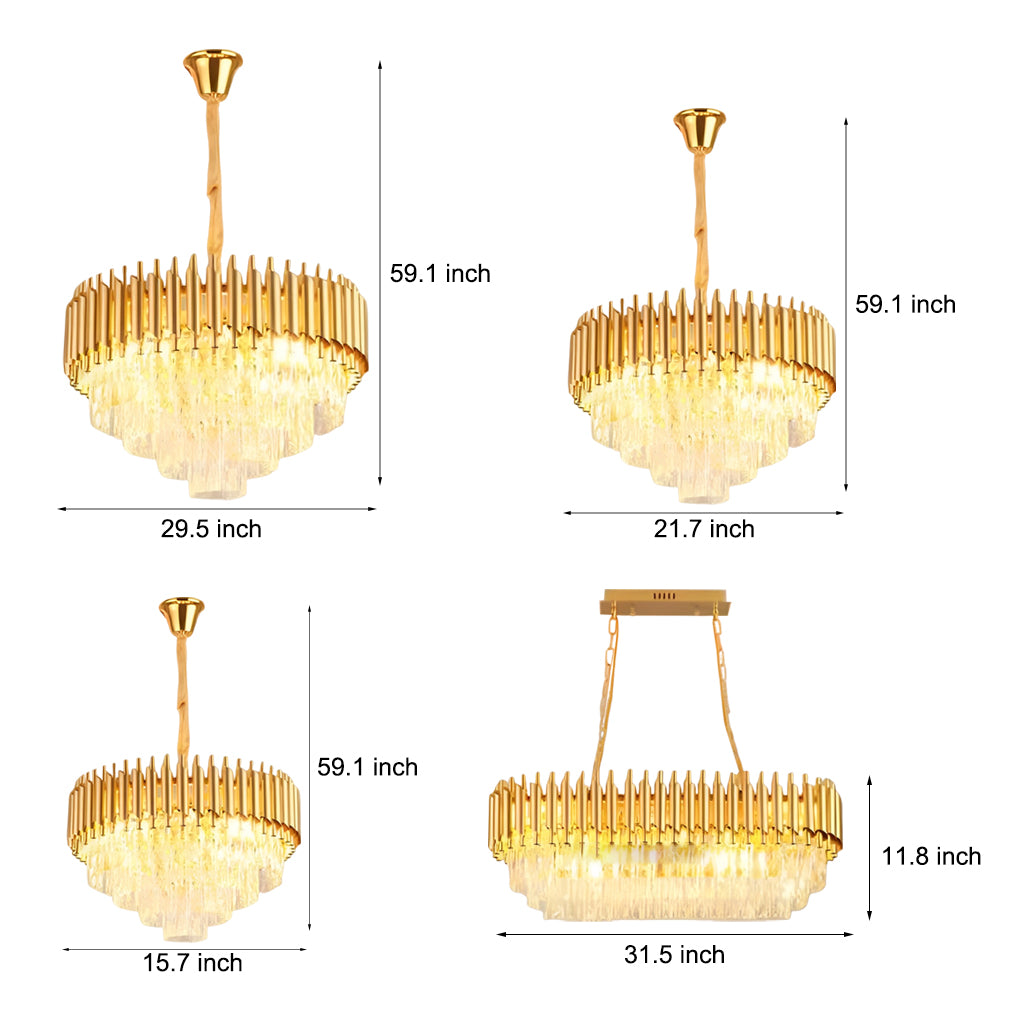 Round Oval Crystal Three Step Dimming Luxury Post-Modern Chandelier