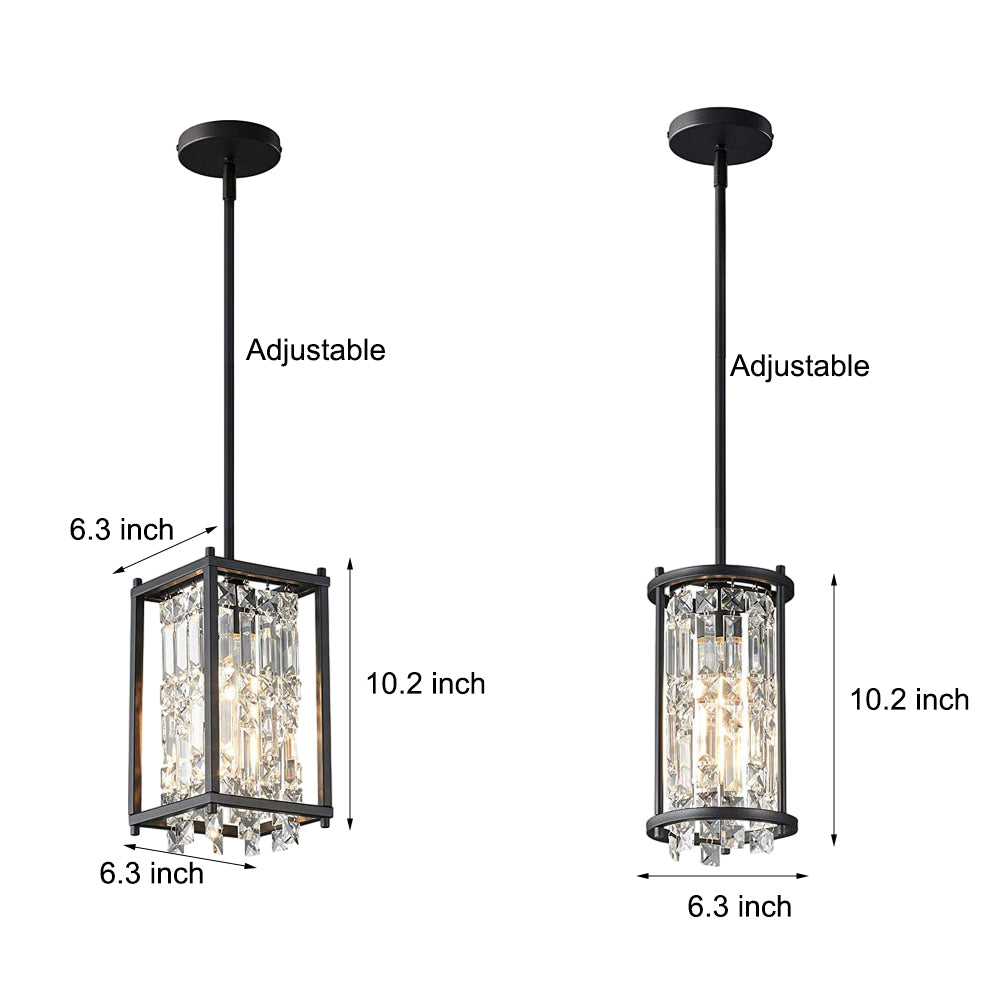 Round Square Iron Frame Crystal Shade Luxury Modern Chandelier Ceiling Lights