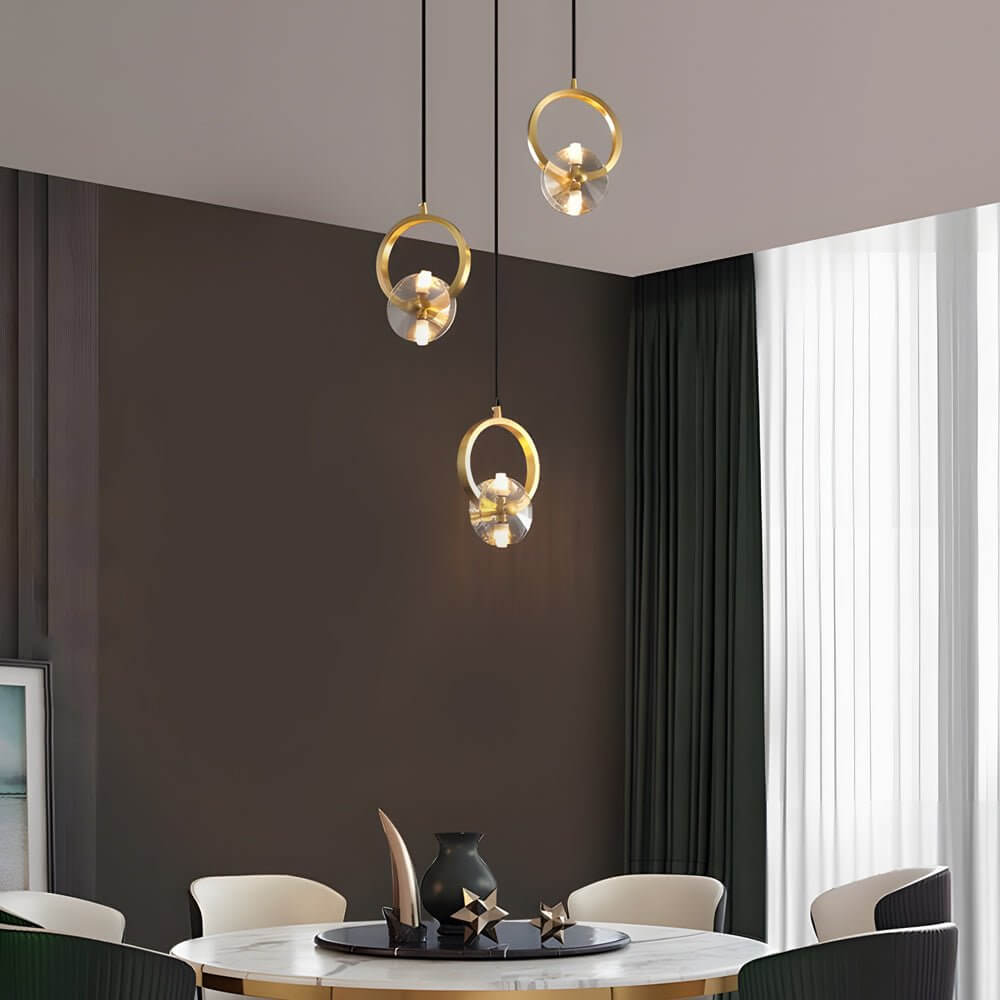 1/3 - Light Round Copper Crystal LED Pendant Light