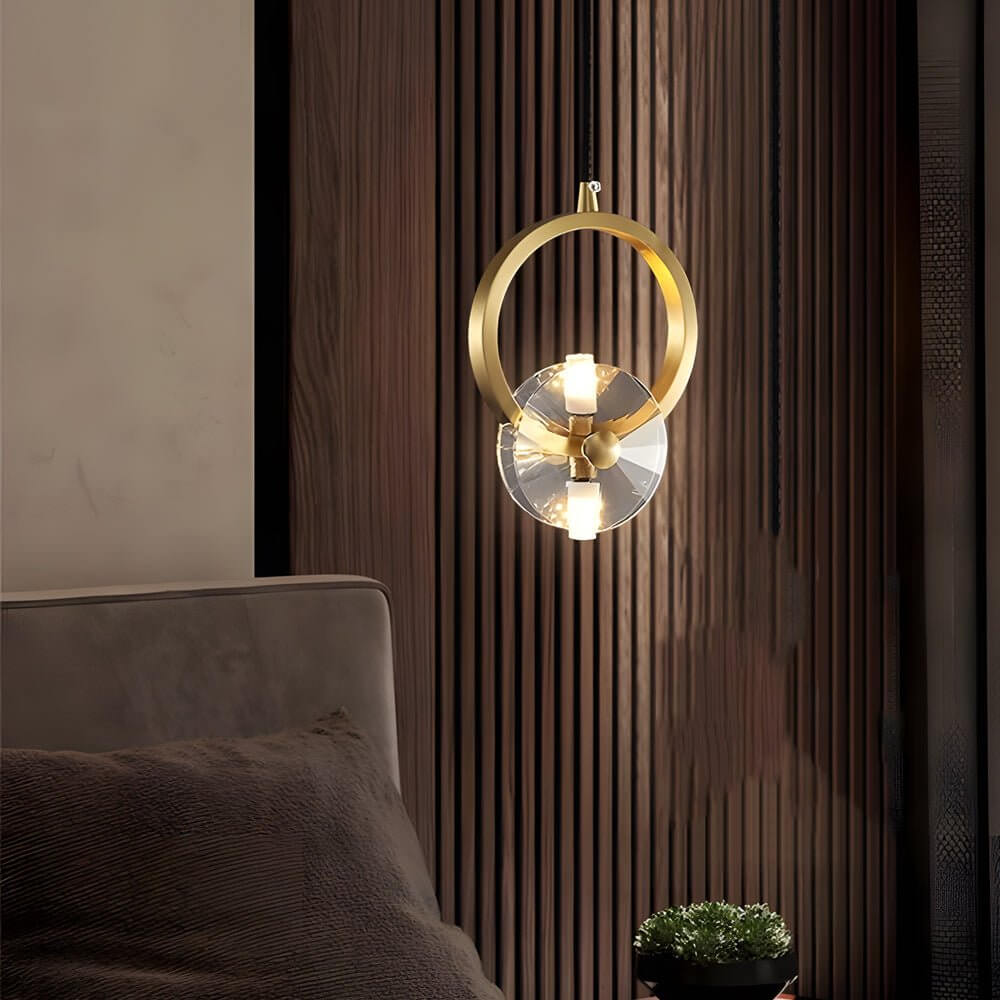 1/3 - Light Round Copper Crystal LED Pendant Light