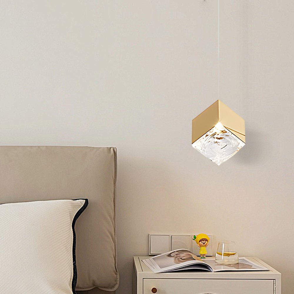 1/3/6/9 - Light Multi Glass Ice Cube Metallic Staircase Chandelier in Gold/Chrome