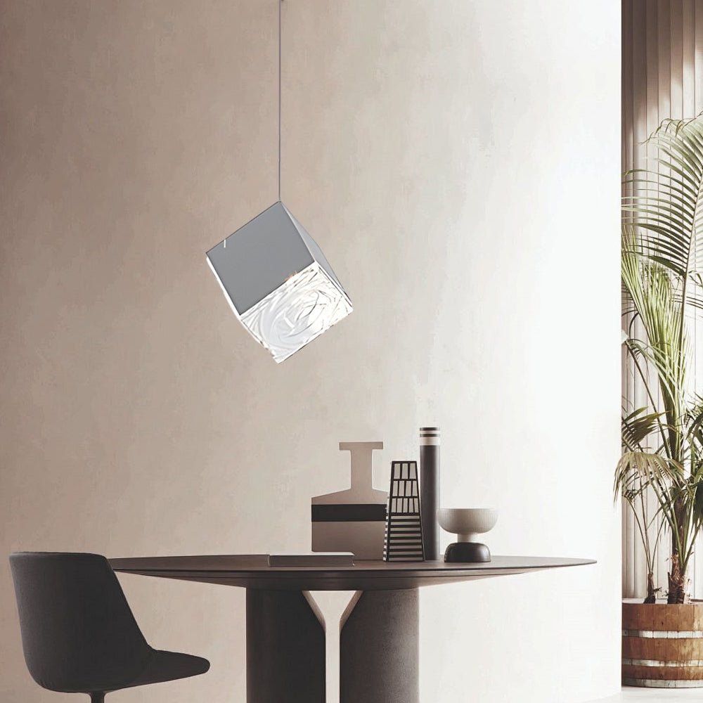 1/3/6/9 - Light Multi Glass Ice Cube Metallic Staircase Chandelier in Gold/Chrome