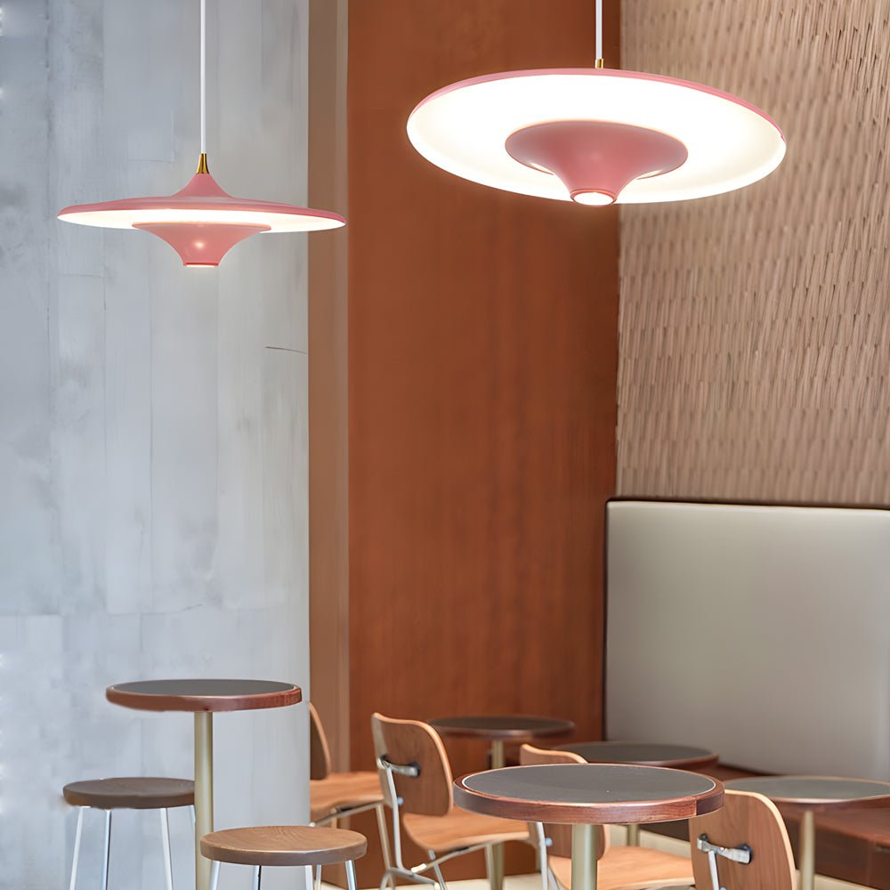 13.8'' 1 - Light Round UFO Pendant Lights LED Metal Hanging Lighting Small Spaceship Pendant Lamp for Bar