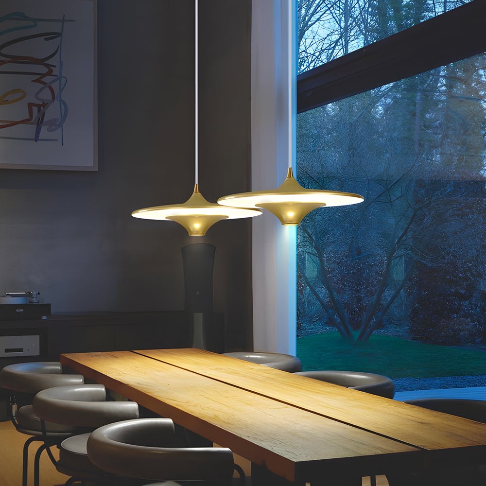 13.8'' 1 - Light Round UFO Pendant Lights LED Metal Hanging Lighting Small Spaceship Pendant Lamp for Bar