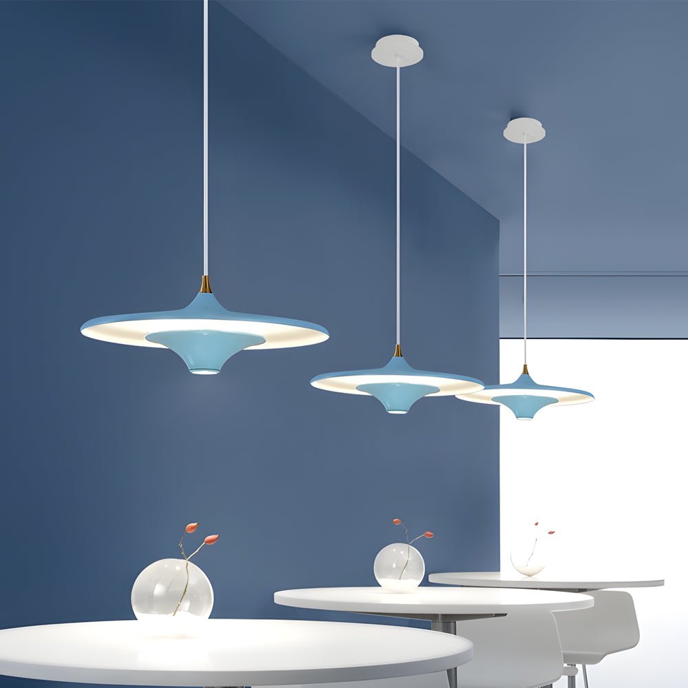 13.8'' 1 - Light Round UFO Pendant Lights LED Metal Hanging Lighting Small Spaceship Pendant Lamp for Bar