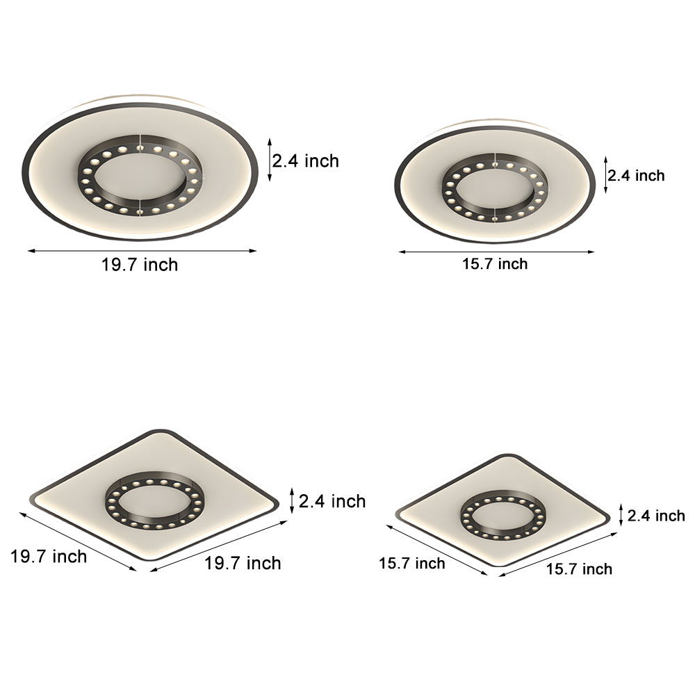 Square Round LED Anti-Glare 3 Step Dimming Modern Ceiling Lights Fixture