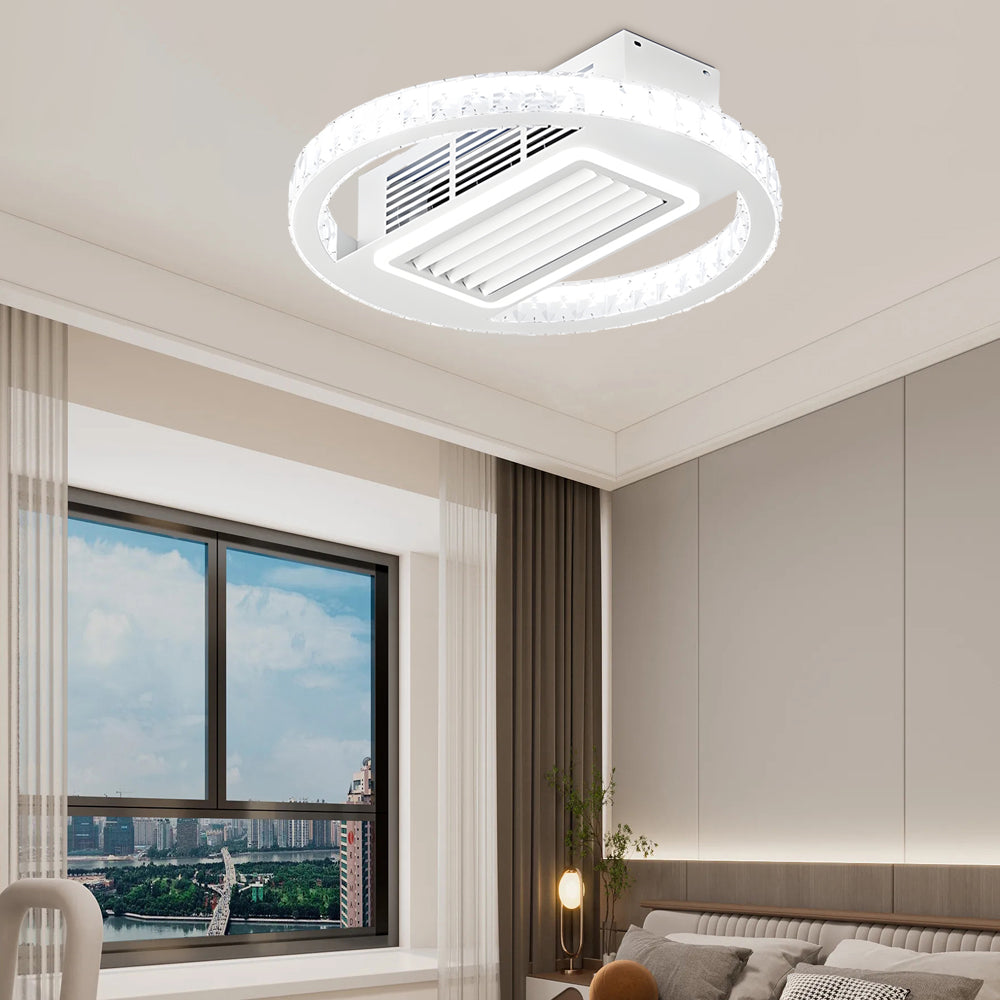 19.7 In. Nordic 6 Speeds Bladeless Ceiling Fan with LED Light, Remote Control