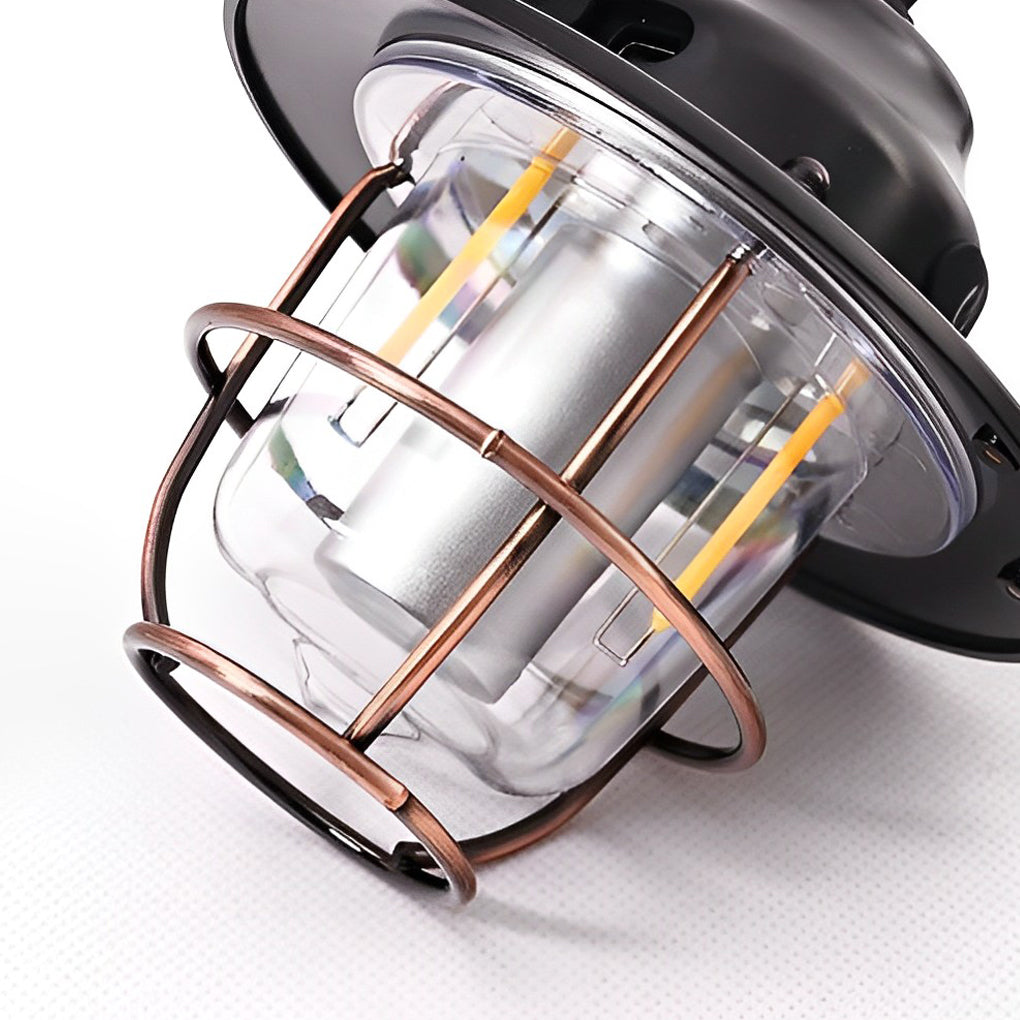 Round LED Waterproof USB Rechargeable Retro Outdoor Light Camping Lamp