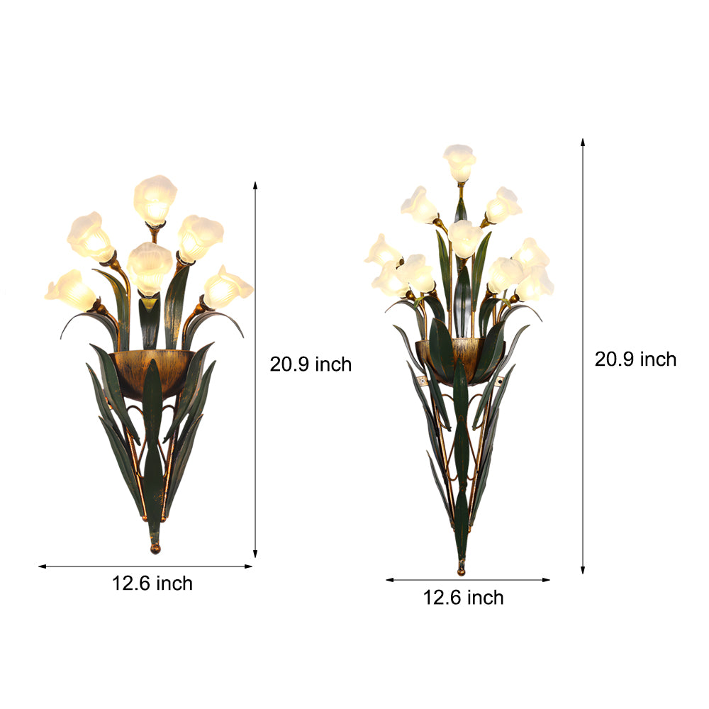 Bouquet Flowers Leaves 3 Step Dimming Pastoral American Style Wall Lamp