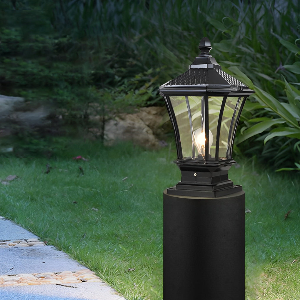 Vintage Waterproof LED Retro Solar Fence Post Lights With Remote Control