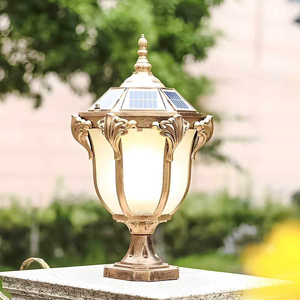 14.6 - /17.7 - inch H Black/Bronze Solar LED Outdoor Pier - Mount Post Light