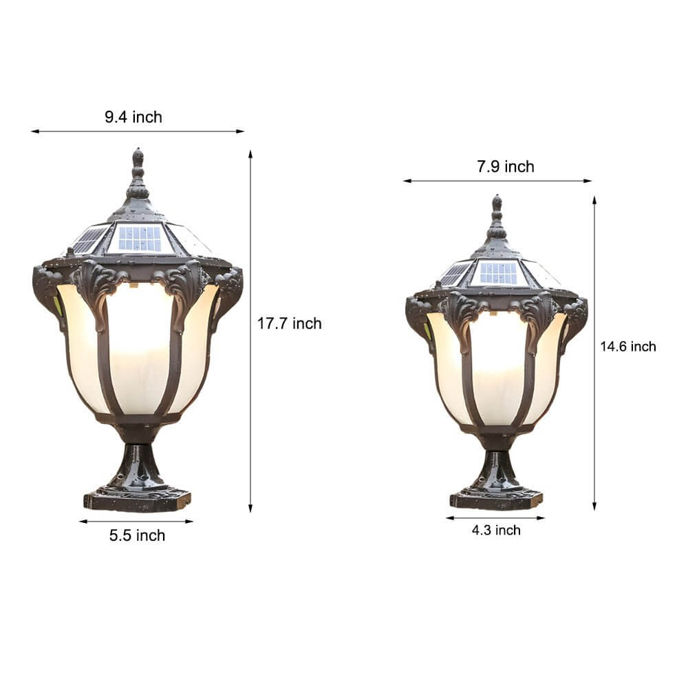 14.6 - /17.7 - inch H Black/Bronze Solar LED Outdoor Pier - Mount Post Light