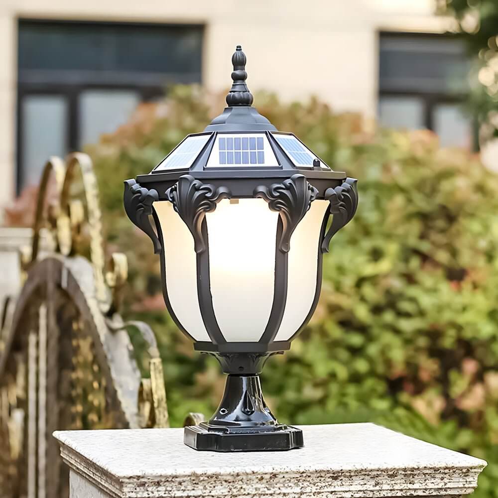14.6 - /17.7 - inch H Black/Bronze Solar LED Outdoor Pier - Mount Post Light