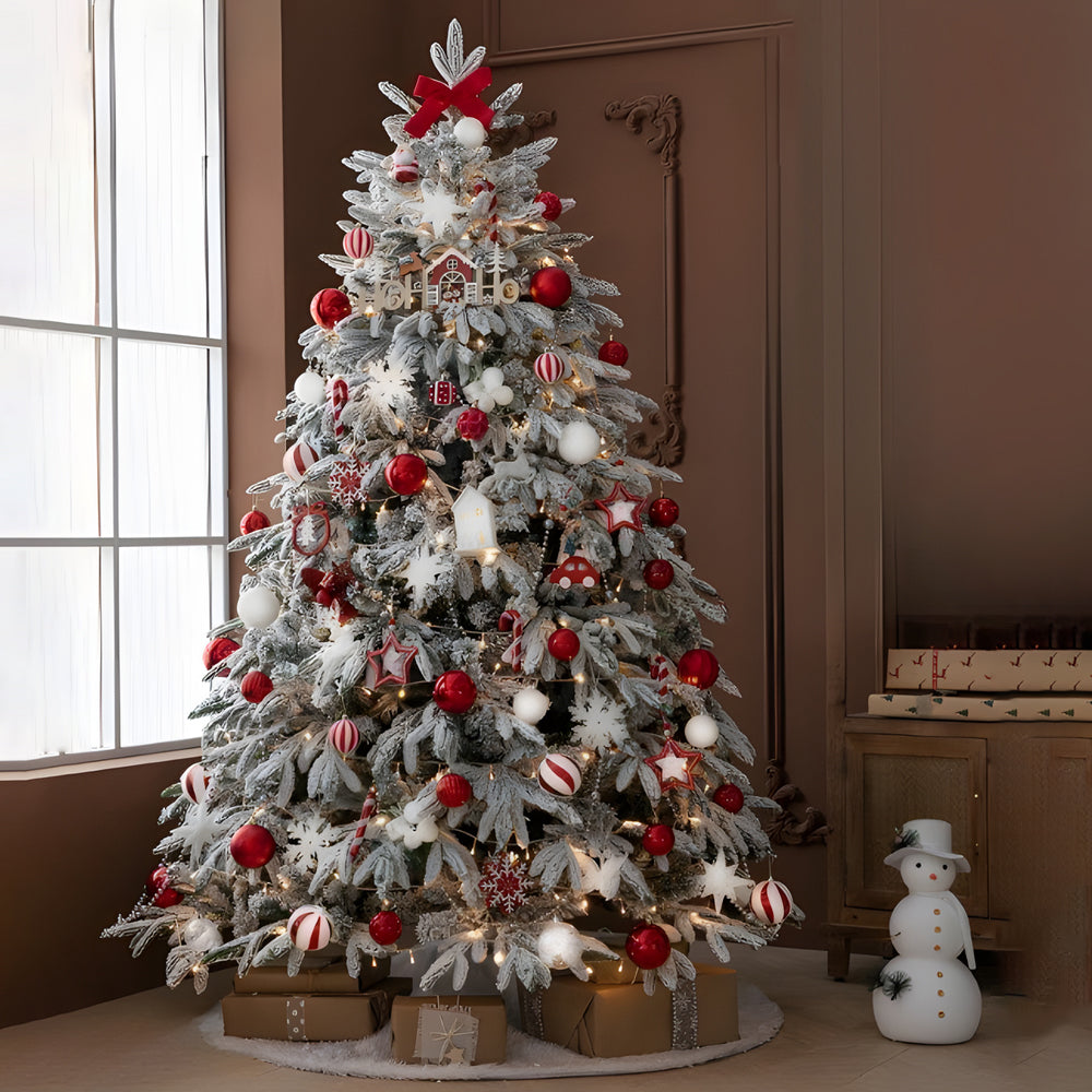 Artificial Simulation Falling Snow Christmas Decor Tree with String Lights - Dazuma