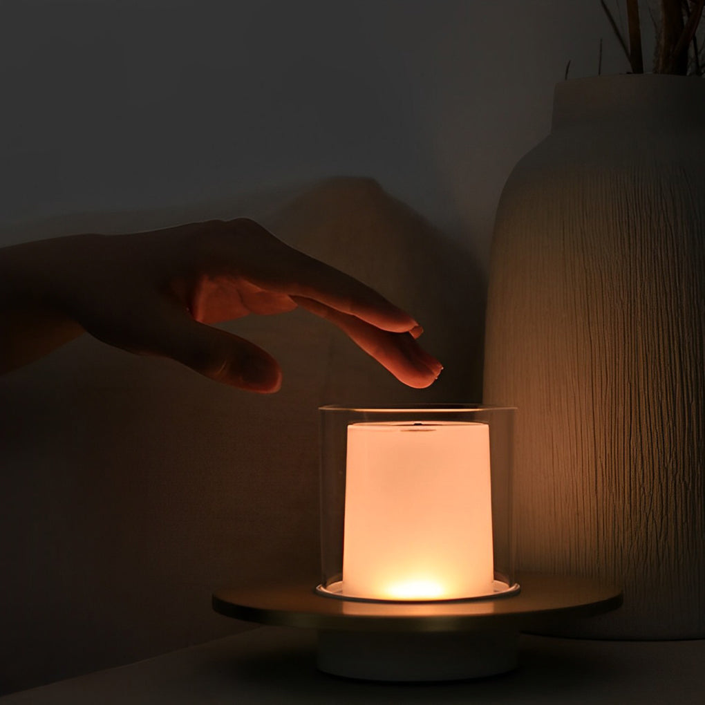 Modern Candle Cordless Table Lamp USB Touch/Gesture Dimming LED Night Light