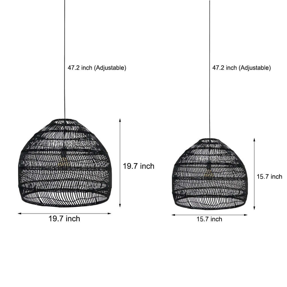 15.7 - /19.7 - Inch W Rattan Woven Dome Pendant Light