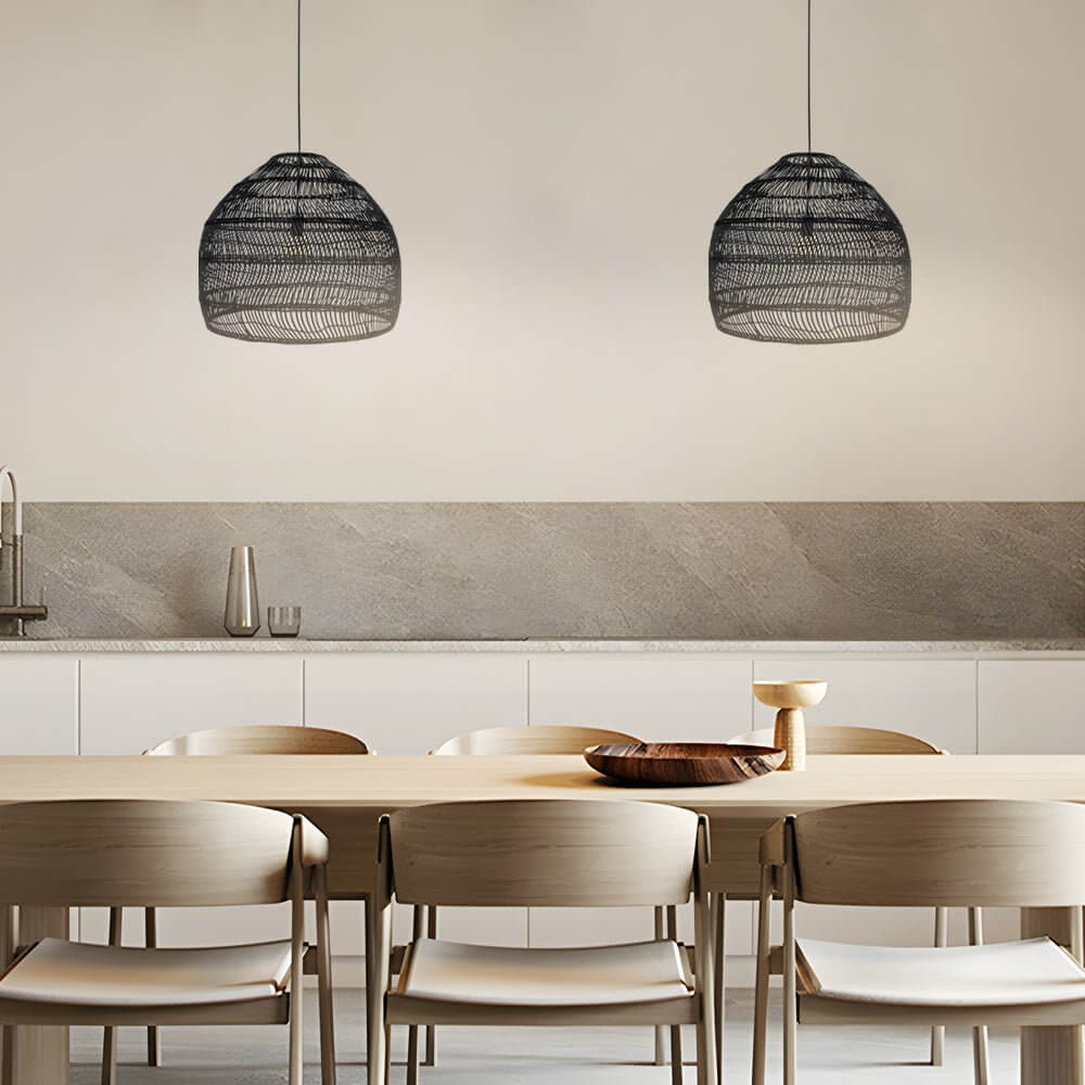 15.7 - /19.7 - Inch W Rattan Woven Dome Pendant Light