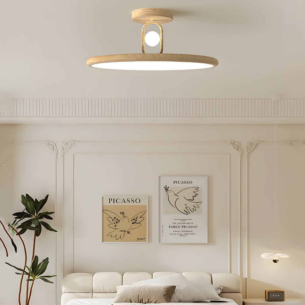 15.7/19.7 - in Wood Grain Round Semi Flush Mount Ceiling Light