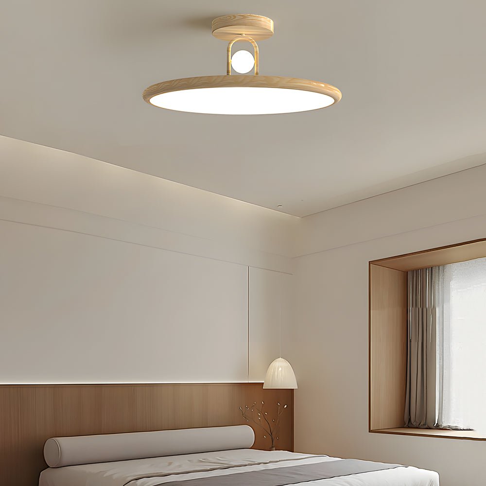 15.7/19.7 - in Wood Grain Round Semi Flush Mount Ceiling Light